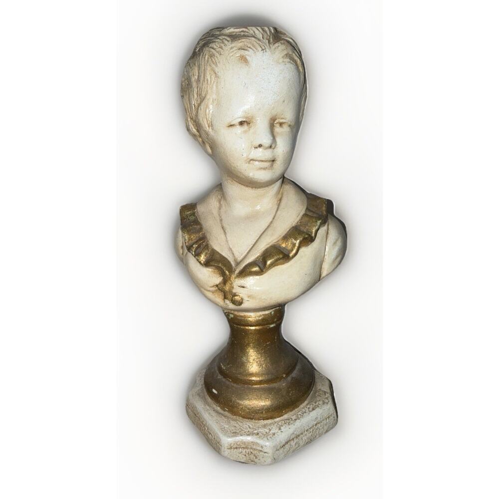 Vintage Estate Alexander Backer Co Statue Chalkware Bust Boy 9”